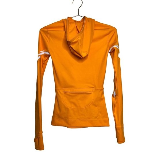 Adidas Sweater Womens XXS Orange White Pullover 1/4 Zip Active Truepace Hoodie - Picture 4 of 5